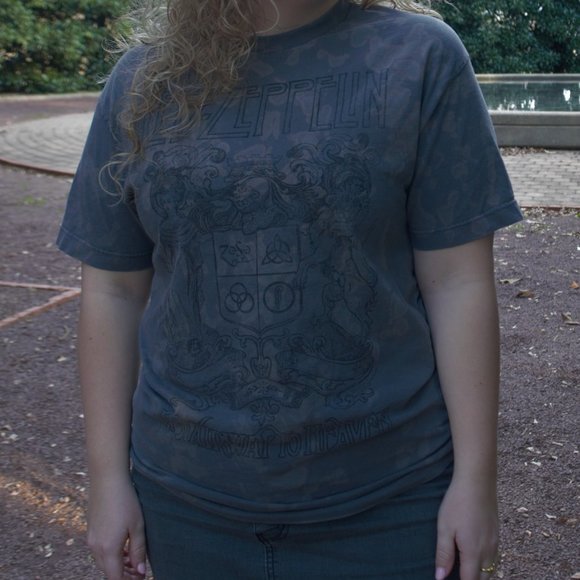Grey Bleach Dye Led-Zeppelin Graphic T-Shirt - Picture 2 of 2